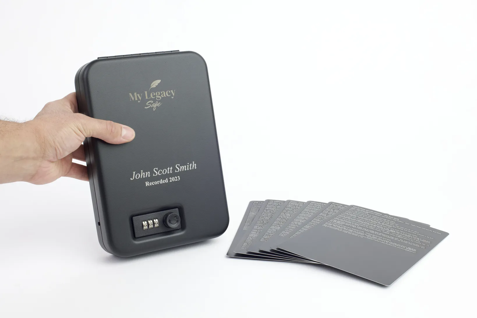 Safe and panels with a hand showing a panel